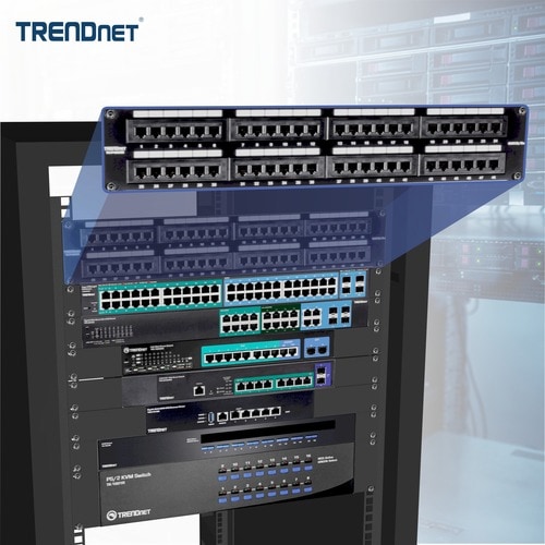 TRENDnet TC-P48C5E 48 Port(s) Network Patch Panel - 48 x RJ-45 - 48 x RJ-11 - 19" Wide - Rack-mountable