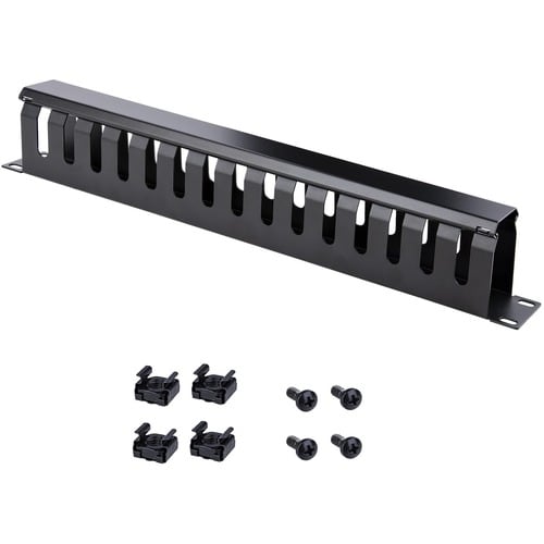 StarTech.com Panel Canaleta Horizontal de 1U con Cubierta para Gestión de Cableado en Racks y Perforaciones Laterales - Pa