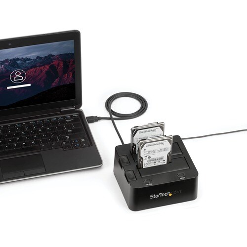 StarTech.com Laufwerk-Dock SATA/600 - USB 3.0 Typ B Host-Schnittstelle - UASP-Support Extern - Schwarz - 2 x HDD unterstüt