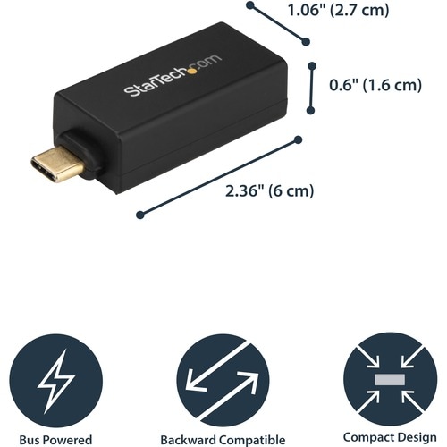StarTech.com Gigabit Ethernet Adapter for Notebook, Computer, Tablet - 10/100/1000Base-T - Desktop - USB 3.0 Type C ASIX -