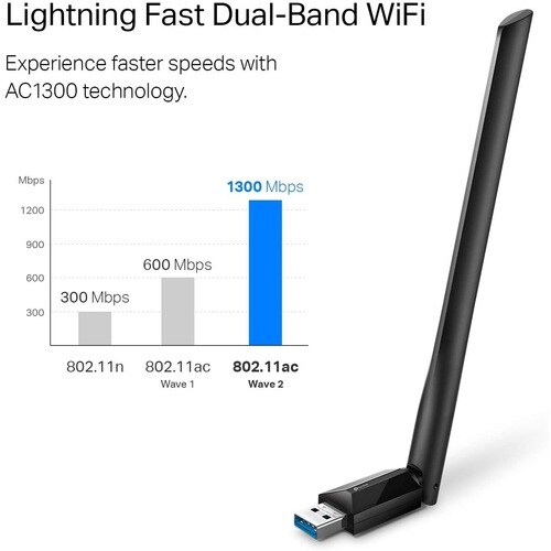 WI-FI AC1300 USB ADAPTER DUAL BAND EXTERNAL ANTENNA