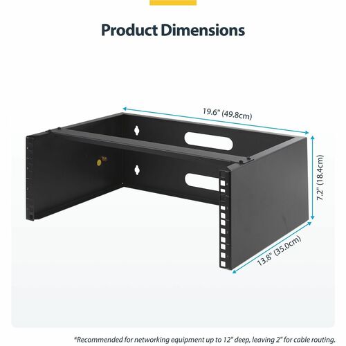 StarTech.com 4U Wall Mount Rack, 14in Deep, 19 inch Wall Mount Network Rack, Wall Mounting Patch Panel Bracket for Switch/