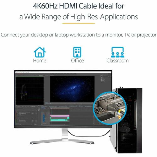 StarTech.com 3ft (1m) Premium Certified HDMI 2.0 Cable, High Speed Ultra HD 4K 60Hz HDMI Cable with Ethernet, HDR10, UHD H
