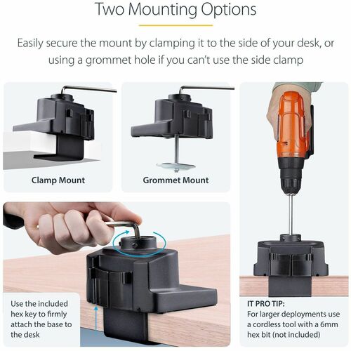 StarTech.com Mounting Arm for Monitor, LCD Display - Matte Black - Height Adjustable - 2 Display(s) Supported - 81.3 cm (3
