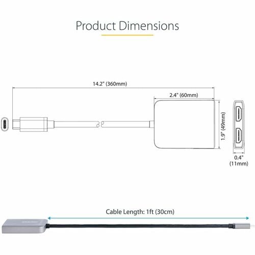 StarTech.com Signal Splitter - Plastic - 3840 × 2160 - 2 x HDMI Out - USB