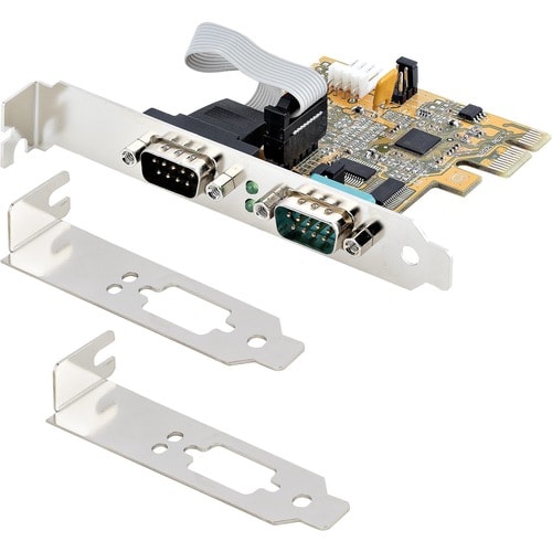 StarTech.com 2-Port PCI Express Serial Card, Dual Port PCIe to RS232 (DB9) Serial Card, 16C1050 UART, COM Retention, Windo
