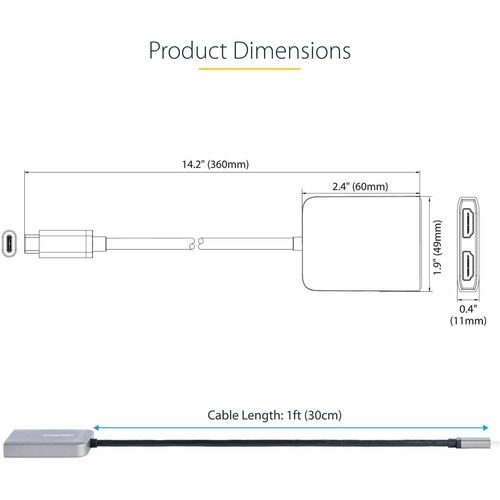 StarTech.com Signalverteiler - Plastik - 3840 × 2160 - 2 x HDMI Aus - USB