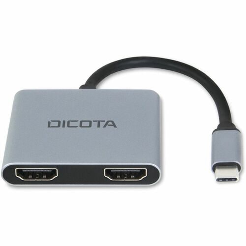 Dicota USB Type C Docking Station for Desktop PC, Notebook - Silver - Portable - 2 Displays Supported - 4K - 3840 x 2160 -