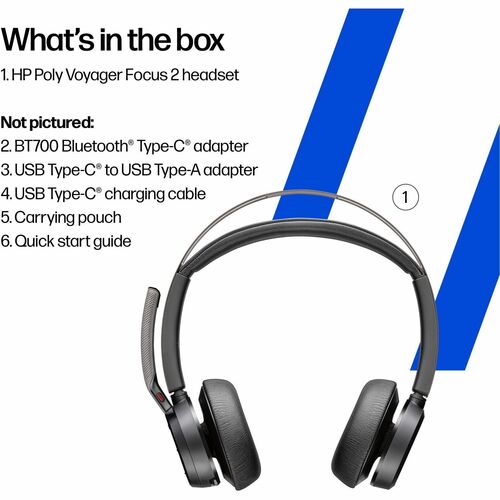 Poly Voyager Focus 2 Kabel/Kabellos Kopfbügel, Auf den Ohren Stereo Headset - Schwarz - Microsoft-Teams-Zertifizierung - G