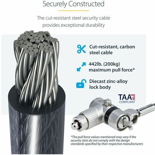 StarTech.com Cable Lock For Notebook, Monitor, Printer - 1.98 m Cable - Resettable - 4-digit - Combination Lock/Keyed Lock