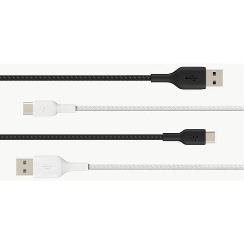 Belkin USB-IF Certified Braided 15W USB-A to USB-C (Type C) Fast Charging cable, 6.6 Feet / 2 Meter, White