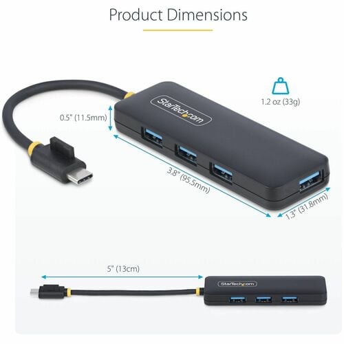 StarTech.com StarTech.com 4-Port USB-C Hub, 5Gbps, USB-C to 4x USB-A, Bus Powered, Small Travel Mini Hub, USB 3.0 Expansio