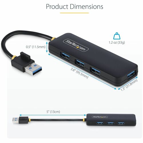 StarTech.com StarTech.com 4-Port USB-A Hub, 5Gbps, Bus Powered, Small Travel Mini USB Hub, Multi-Port USB 3.0 Splitter, Po