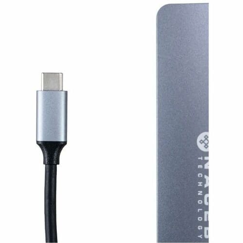 Naceb Base de conexión - Lector de tarjeta memoria - SD, TransFlash - Gris - 4 x puertos USB - 3 x USB 3.0 - USB tipo-C - 
