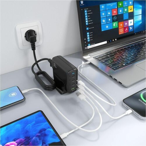 CARGADOR SOBREMESA GAN 140W 3XUSB-C PD3.0 QC5.0 USB-A QC3.0