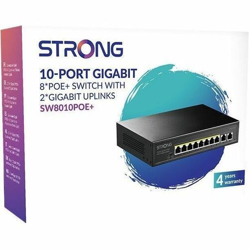 Strong Switch POE uplink -  100 watt di alimentazione PoE - 8*porte Gigabit POE+ - 2*Porta di collegamento Gigabit -