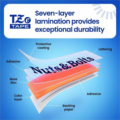 Brother P-touch Cinta para etiquetas - 12mm Ancho - Blanco - Tereftalato de Polietileno (PET) - Laminada - duradero, Resis