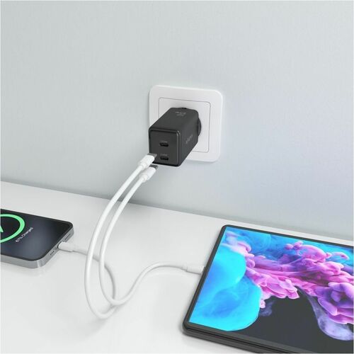 CARGADOR GAN 65W 2XUSB-C PD3.0 QC4.0 NEGRO