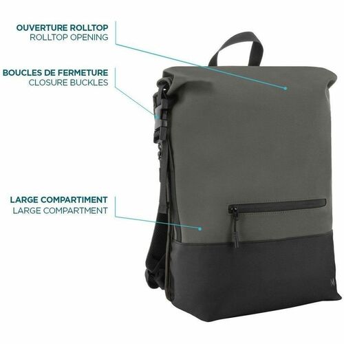 MOBILIS Lifestyle Carrying Case (Backpack) for 35.6 cm (14") to 40.6 cm (16") Notebook - Grey/Black - Shoulder Strap, Hand
