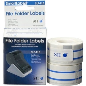 Seiko SLP-FLB White/Blue File Folder Labels - Designed perfectly for labeling folders/assets in an Office, Healthcare faci