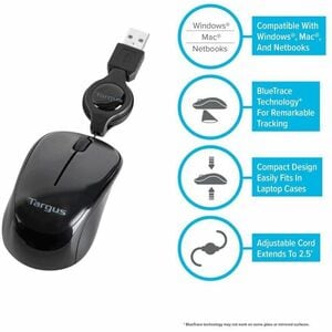 Targus Compact Laptop Mouse - Optical - USB - Black, Gray