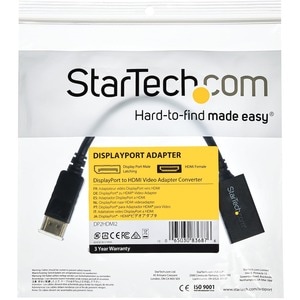 StarTech.com DisplayPort to HDMI Adapter, 1080p DP to HDMI Video Converter, DP to HDMI Monitor/TV Dongle, Passive, Latchin