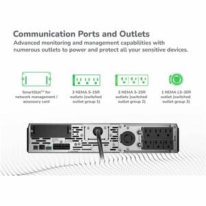 APC Smart-UPS X, Line Interactive, 3kVA, Rack/tower convertible 2U, 100V-127V, 3x 5-15R+3x 5-20R+1x L5-30R NEMA, SmartSlot