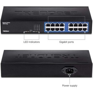 TRENDnet TEG-S16DG 16 Anschlüsse Ethernet-Switch - Gigabit-Ethernet - 10/100/1000Base-T - Neu - TAA-konform - 2 Unterstütz