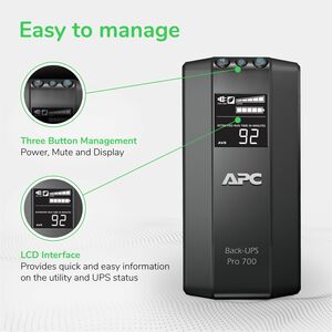 APC by Schneider Electric Back-UPS BR700G Linha interativa UPS - 700 VA/450 W - Torre - 12 Hora Recharge - 3 Minuto Stand-