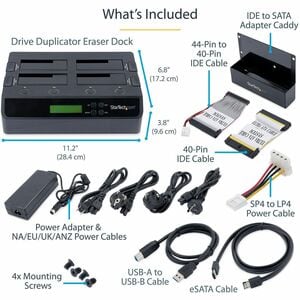 StarTech.com 4-Bay Hard Drive Duplicator and Eraser, External HDD/SSD Cloner / Copier / Wiper Tool, USB 3.0/eSATA to SATA 