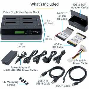 StarTech.com 4-Bay Festplatten Klonstation und Löscher, Selbständiger SATA Kloner/Kopierer, USB 3.0 / eSATA zu SATA Dockin