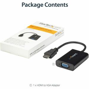StarTech.com HDMI to VGA Adapter - With Audio - 1080p - 1920 x 1080 - Black - HDMI Converter - VGA to HDMI Monitor Adapter