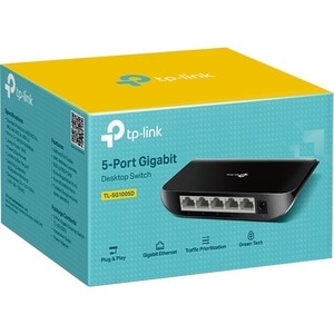 TP-Link TL-SG1005D 5 Ports Ethernet Switch - Gigabit Ethernet - 10/100/1000Base-T - 2 Layer Supported - Twisted Pair - Wal