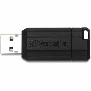 Verbatim PinStripe 128 GB USB 2.0 Flash Drive - Black - 10 MB/s Read Speed - 4 MB/s Write Speed - 2 Year Warranty