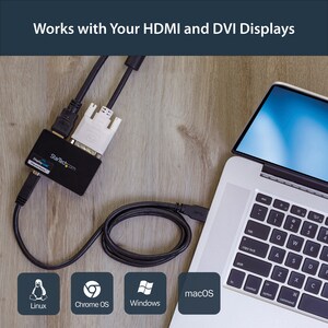 StarTech.com USB 3.0 to HDMIÂ® and DVI Dual Monitor External Video Card Adapter - 1 x 9-pin Type B USB 3.0 USB Male - 1 x 