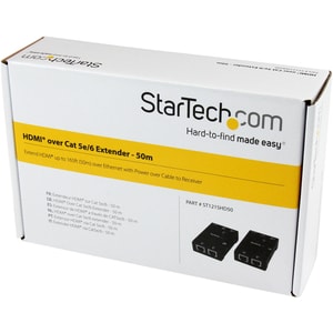 StarTech.com HDMI Over CAT5/CAT6 Extender with Power Over Cable - 165 ft (50m) - 1 Input Device - 1 Output Device - 50 m R