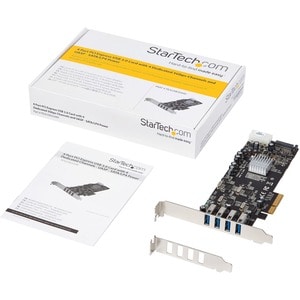 StarTech.com Carte contrôleur PCI Express à 4 ports USB 3.0 avec 4 voies dédiées de 5Gbps, UASP et alimentation SATA / LP4