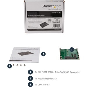 StarTech M.2 SATA SSD to 2.5in SATA Adapter, Open-Frame Bracket Converter, 7mm High, M2 Drive Adapter, Not Compatible with