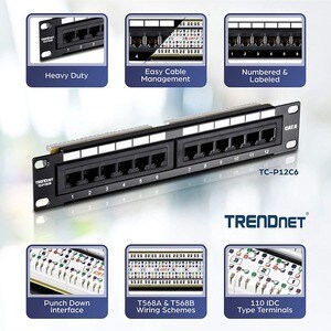12-Port Cat. 6 Unshielded Patch Panel (10" wide)