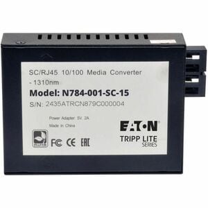 Eaton Tripp Lite Series 10/100 SC Singlemode Fiber to Ethernet Media Converter, 15km, 1310nm - 1 x Network (RJ-45) - 10/10