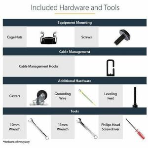 StarTech.com 4-Post 12U Mobile Open Frame Server Rack, 19" Network Rack with Casters, Rolling Rack for Computer/AV/Data/IT