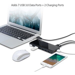 TP-Link UH720 USB-Hub - USB 3.0 Micro-B - Extern - Schwarz - 9 Total USB Port(s) - 7 USB 3.0 Port(s) - PC, Mac, Linux