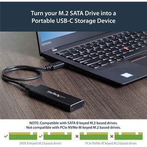 StarTech.com M.2 SSD Aluminum Enclosure to USB 3.0 (5Gbps) with UASP - M.2 NGFF SATA with B Key & B+M Key - External M.2 P