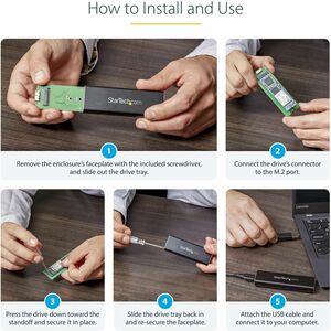 StarTech.com Gabinete USB 3.0 (5Gbps) a SSD M.2 de Aluminio con UASP - Negro - SATA NGFF M.2 con B Key y B+M Key - No Comp