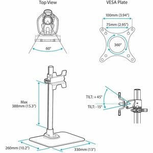 StarTech.com Single Monitor Stand, For up to 34" (30.9lb/14kg) VESA Mount Monitors, Works with iMac / Apple Cinema Display