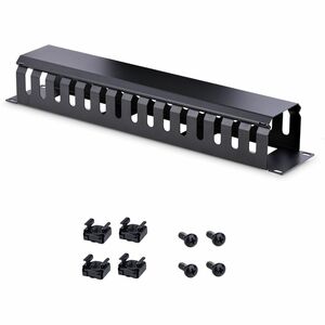 StarTech.com 2U Horizontal Finger Duct Rack Cable Management Panel with Cover - Organize cables in your server rack or cab