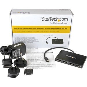StarTech.com 4 Port Mini DisplayPort MST Hub - 4K 30Hz - Mini DP to DisplayPort Splitter for Multiple Monitors - mDP to DP