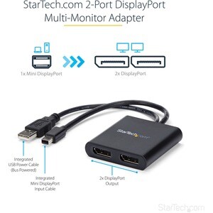 StarTech.com Mini DisplayPort MST Hub - Mini DisplayPort to DisplayPort Multi Monitor Splitter - MST Hub mDP 1.2 to 2x DP 
