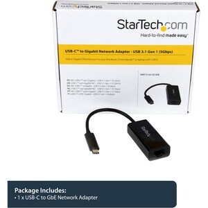 StarTech.com Adaptador de Red Ethernet Gigabit USB-C - Negro - Compatible con Thunderbolt 3 - Adaptador USB Tipo C a LAN R