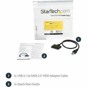 StarTech.com USB 3.1 (10Gbps) Adapter Cable for 2.5" SATA SSD/HDD Drives - Supports SATA III (6 Gbps) - USB Powered - 1 x 